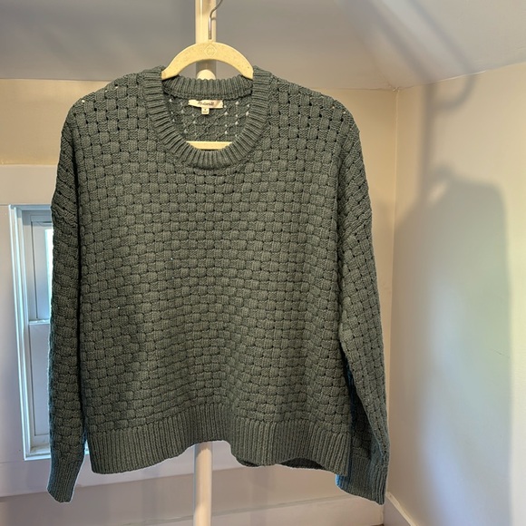 Madewell Tops - Madewell Basketweave-Stitch Sweater in Green, Size Medium